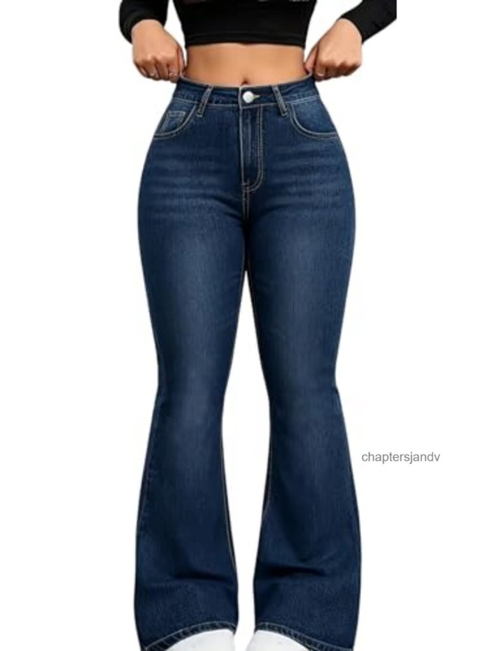 Plus Size High Waisted Flare Jeans Super Stretch Curvy Fit Butt Lifting Denim